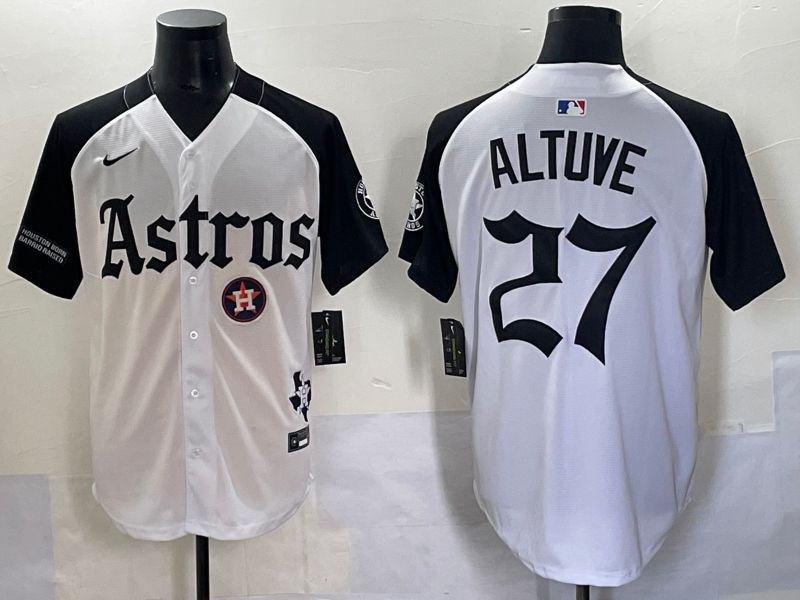 Men 2025 Houston Astros #27 Altuve White Black Five generations Joint Name Nike MLB Jersey style 12->houston astros->MLB Jersey